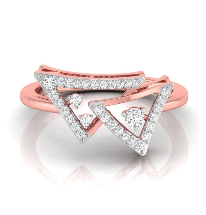 double triangle shape diamond ring in rose gold