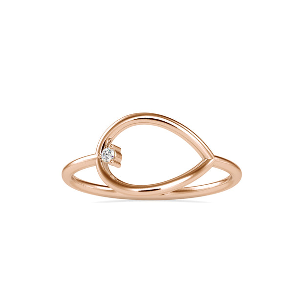 drop shape round solitaire diamond ring in rose gold