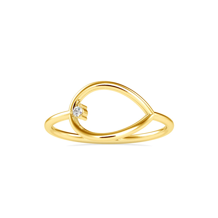 drop shape round solitaire diamond ring in yellow gold