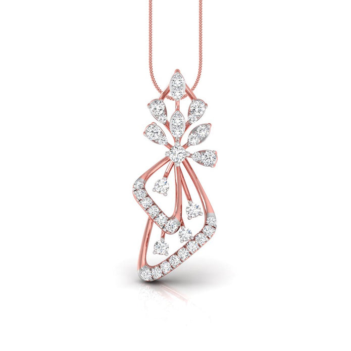 elegant floral drop lab-grown diamond pendant necklace in rose gold