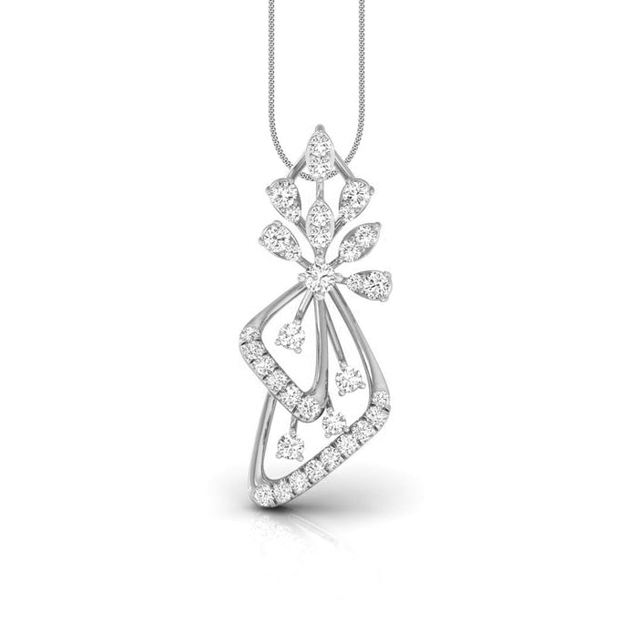 elegant floral drop lab-grown diamond pendant necklace in white gold