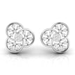 floral round diamond stud earrings in white gold