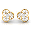 floral round diamond stud earrings in yellow gold
