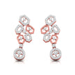 round diamond dangler earrings in rose gold