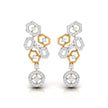 round diamond dangler earrings in yellow gold