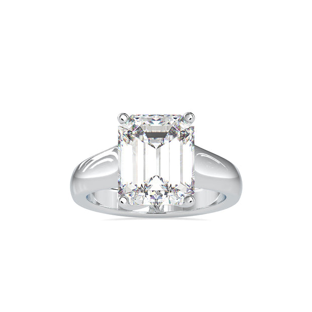 emerald cut solitaire lab-grown diamond ring in white gold