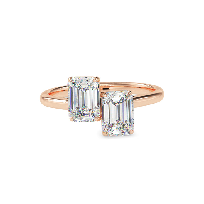 emerald cut toi et moi lab-grown diamond ring in rose gold