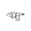 emerald cut toi et moi lab-grown diamond ring in white gold