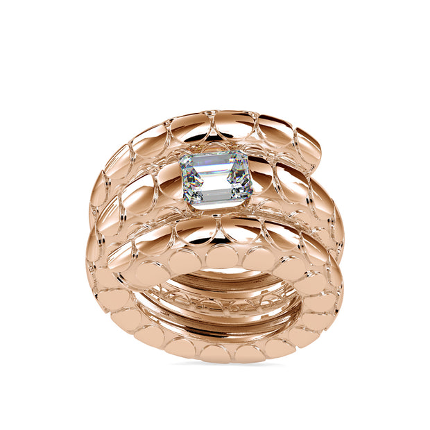emerald cut flush set lab-grown diamond ring in rose gold