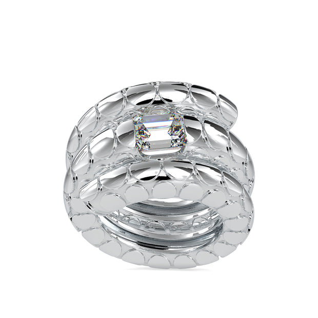 emerald cut flush set lab-grown diamond ring in white gold