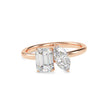 emerald and marquise toi et moi lab-grown diamond ring in rose gold