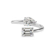 emerald and pear toi et moi lab-grown diamond ring in white gold