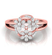 floral bouquet round cut diamond ring in rose gold