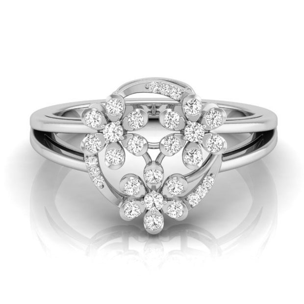 floral bouquet round cut diamond ring in white gold