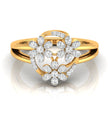 floral bouquet round cut diamond ring in yellow gold