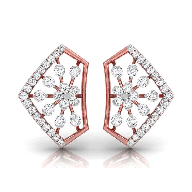 floral cluster diamond stud earrings in rose gold