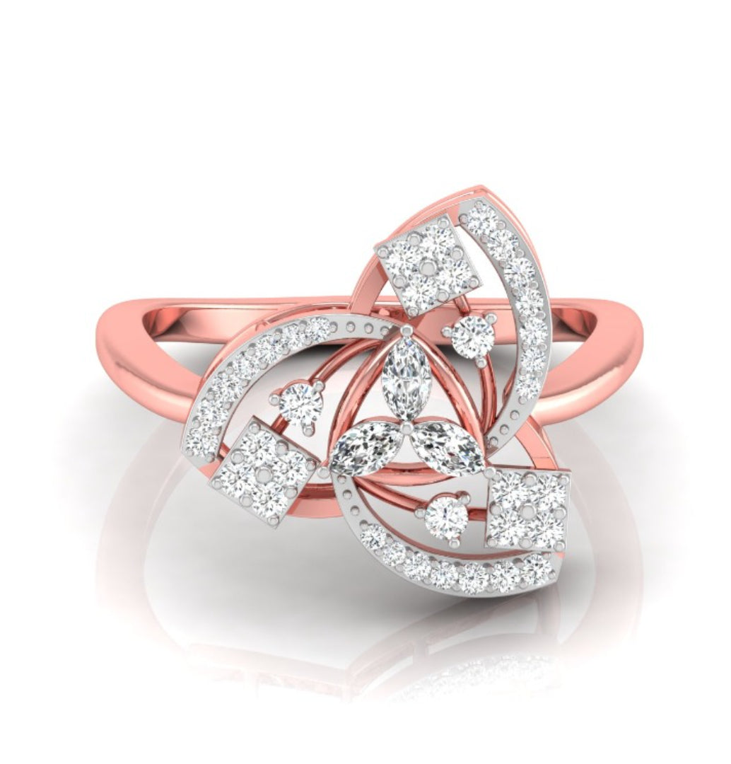 floral cocktail diamond ring in rose gold