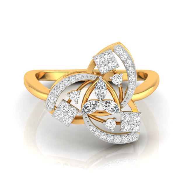 floral cocktail diamond ring in yellow gold