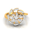 floral cocktail style diamond ring in yellow gold
