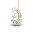 Floral Crescent Moon Lab-Grown Diamond Yellow Gold Pendant Necklace