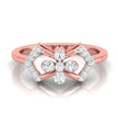 floral design round cut diamond ring in rose gold