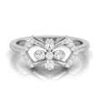 floral design round cut diamond ring in white gold