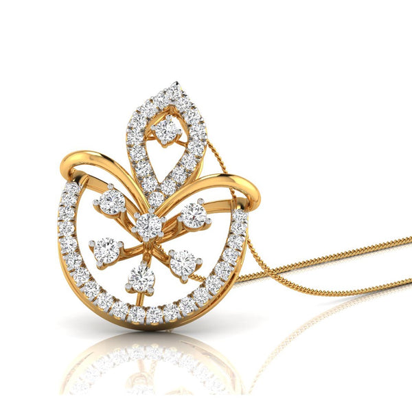 floral fan style lab-grown diamond pendant necklace in rose gold