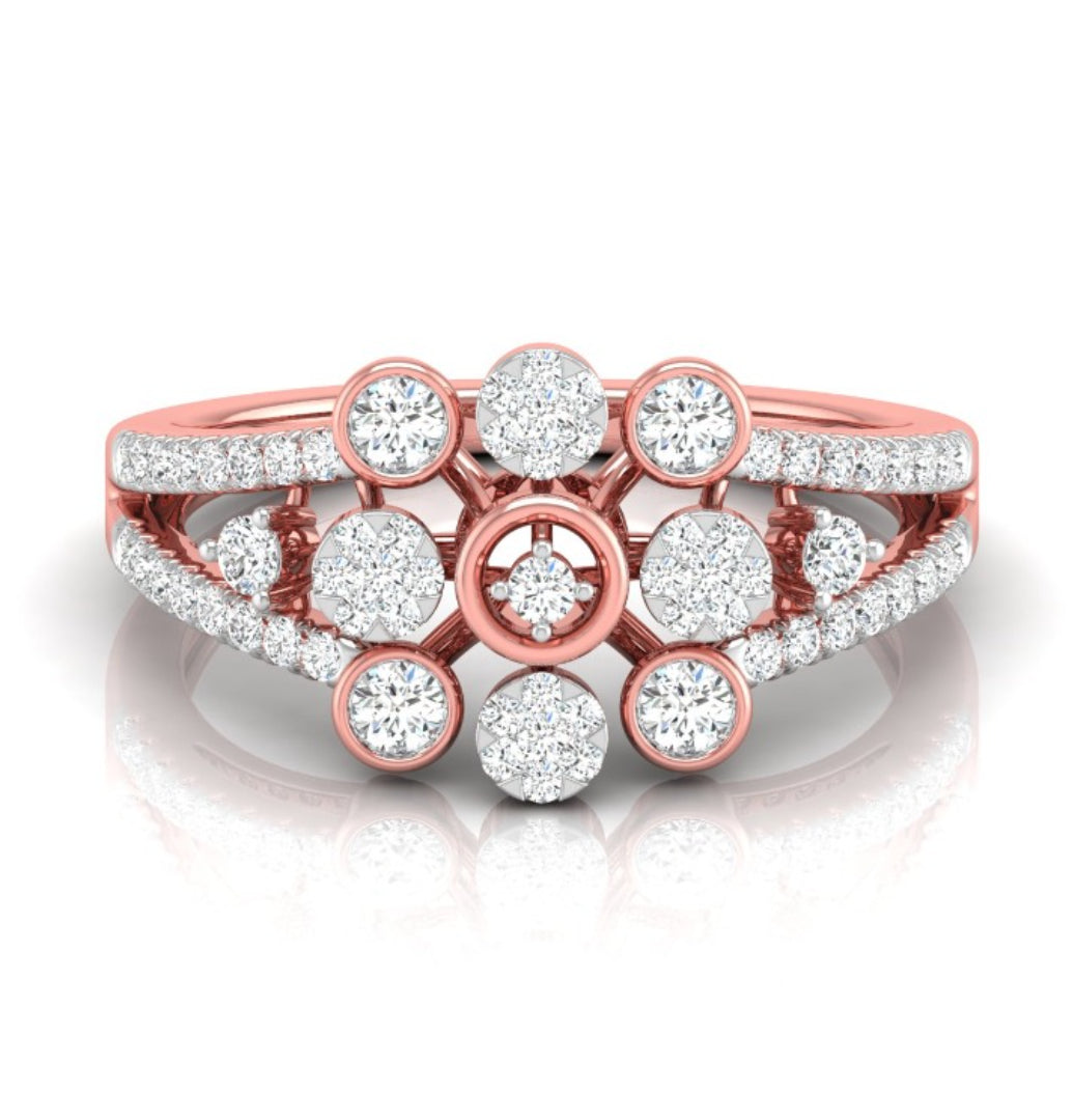 floral halo cocktail diamond ring in rose gold