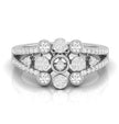 floral halo cocktail diamond ring in white gold