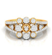 floral halo cocktail diamond ring in yellow gold
