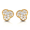 floral round diamond stud earrings in yellow gold