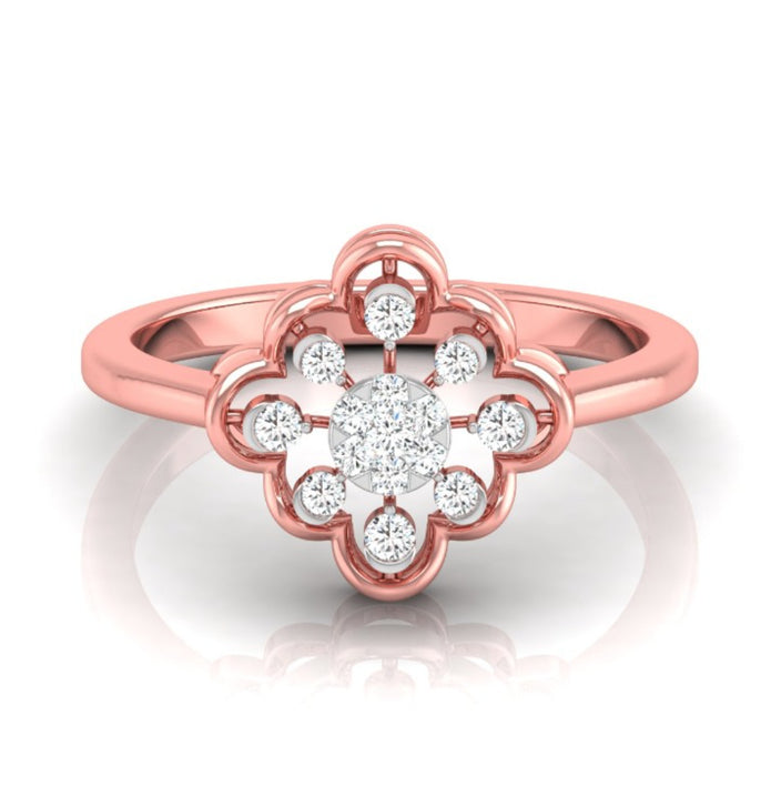 floral round cut cluster lab-grown diamond ring in rose gold