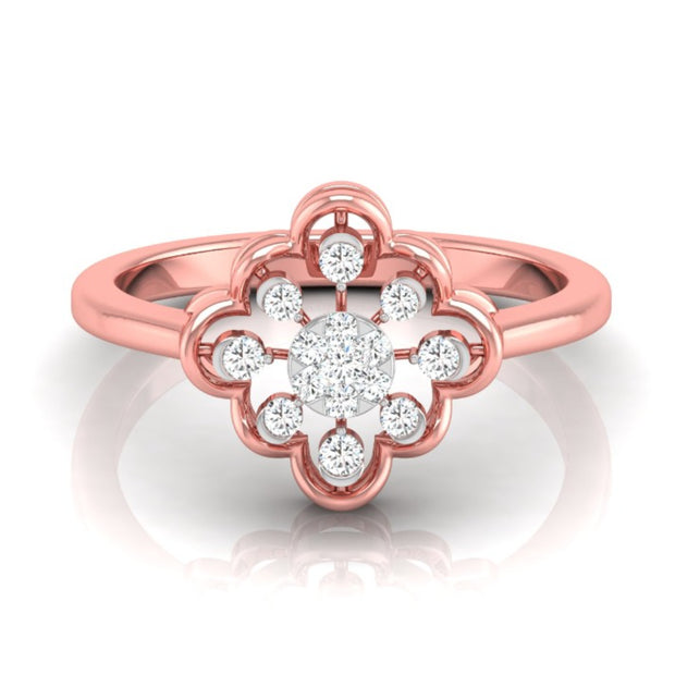 floral round cut cluster lab-grown diamond ring in rose gold