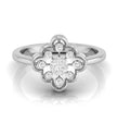 floral round cut cluster lab-grown diamond ring in white gold