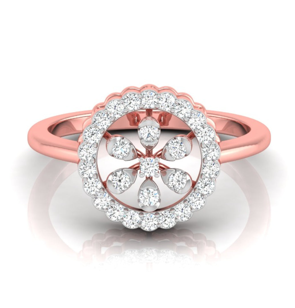Floral Round Cut Halo Lab-Grown Diamond Rose Gold Ring