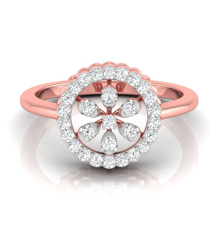 Floral Round Cut Halo Lab-Grown Diamond Rose Gold Ring