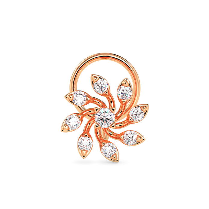 floral spiral lab-grown diamond nosepin in rose gold