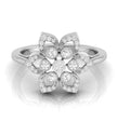 flower style prong set diamond ring in white gold
