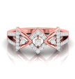geometric cutwork round cut diamond ring in rose gold