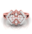 geometric round cut diamond ring in rose gold