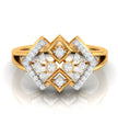 geometric round cut diamond ring in yellow gold