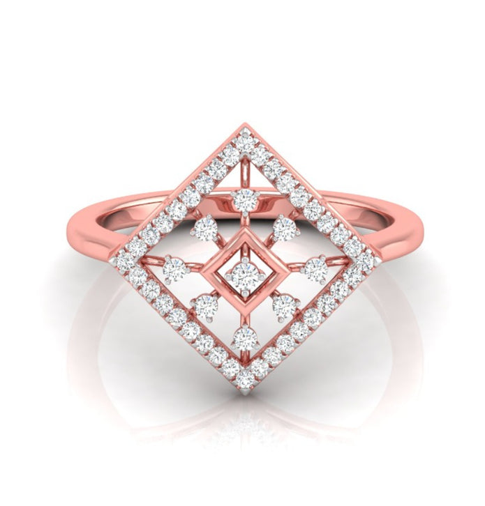 Geometric Round Cut Lab-Grown Diamond Rose Gold Ring