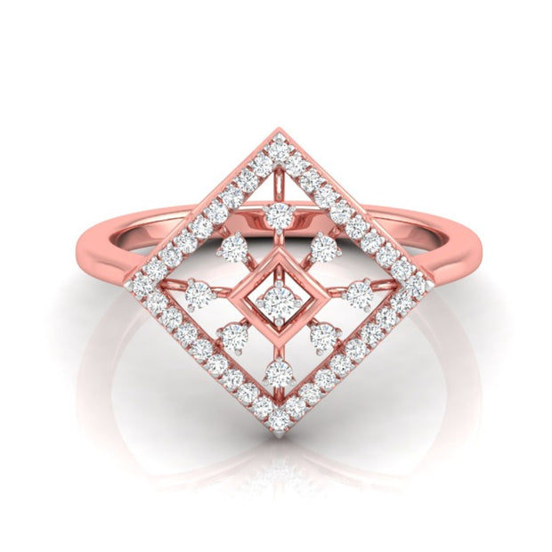 Geometric Round Cut Lab-Grown Diamond Rose Gold Ring