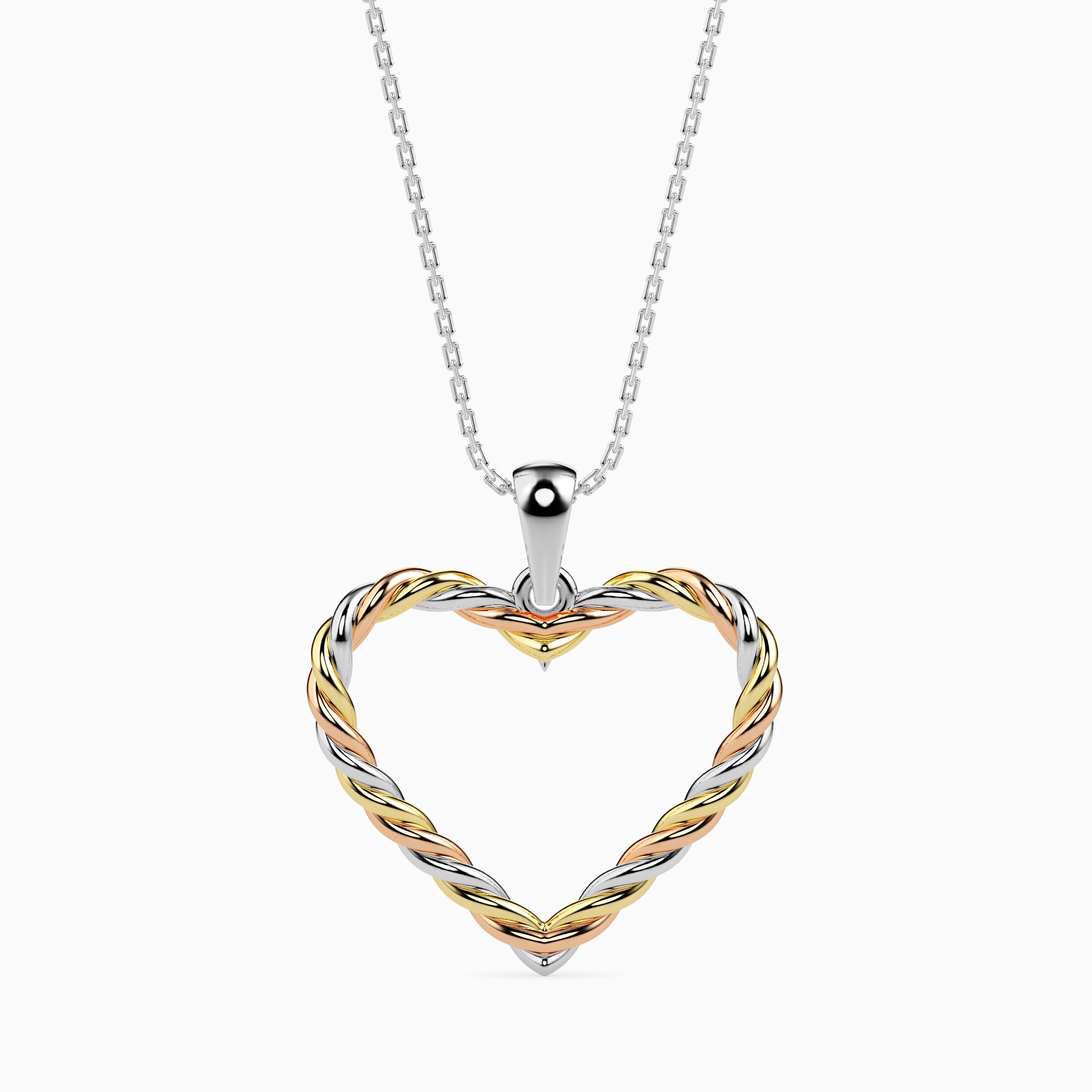 heart-shaped pendant necklace with gold and silver 
