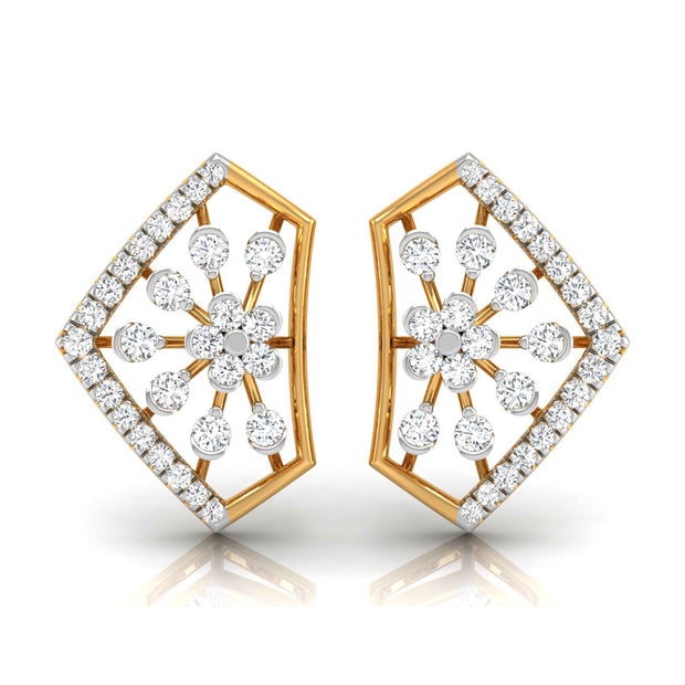 0.35Ct Floral Cluster Lab-Grown Diamond Gold Stud Earrings