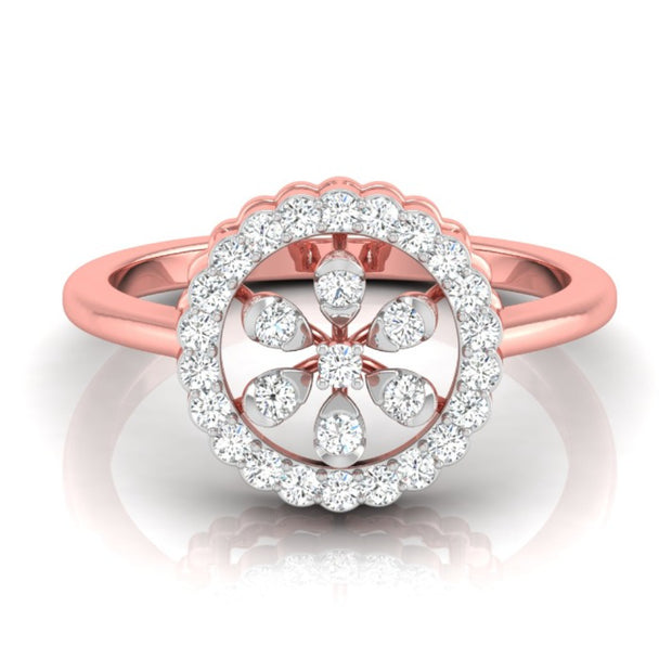 0.21Ct Floral Design Round Cut Halo Lab-Grown Diamond Ring