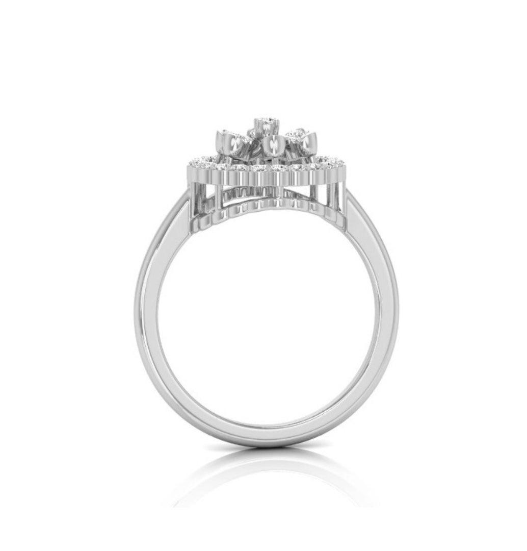 0.21Ct Floral Design Round Cut Halo Lab-Grown Diamond Ring