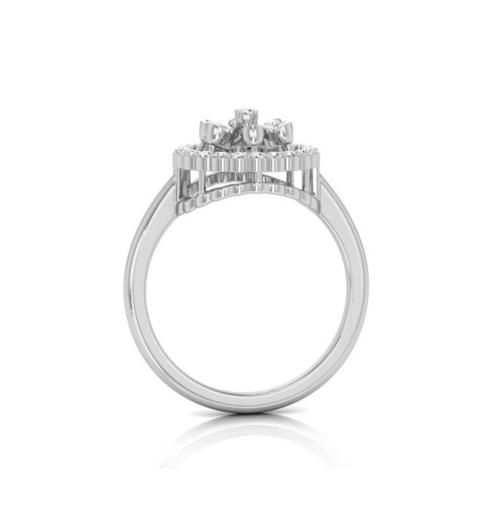 0.21Ct Floral Design Round Cut Halo Lab-Grown Diamond Ring
