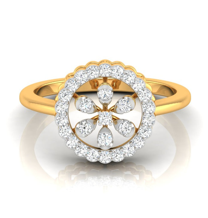 0.21Ct Floral Design Round Cut Halo Lab-Grown Diamond Ring
