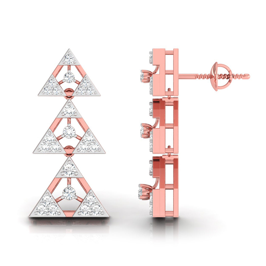 0.46Ct Round Lab-Grown Diamond Gold Dangellers Earrings